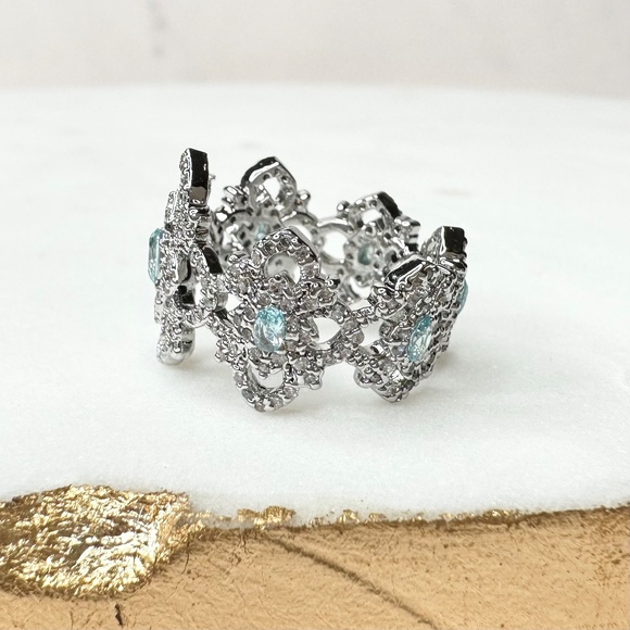 Bomb Party Reign Princess A Blooming Queen RBP7672 Aqua Cubic Zirconia Ring NWT - Picture 7 of 9